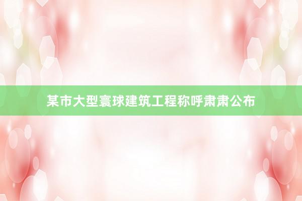 某市大型寰球建筑工程称呼肃肃公布