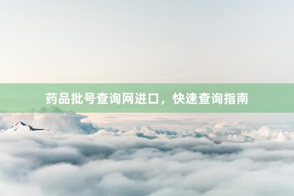 药品批号查询网进口，快速查询指南